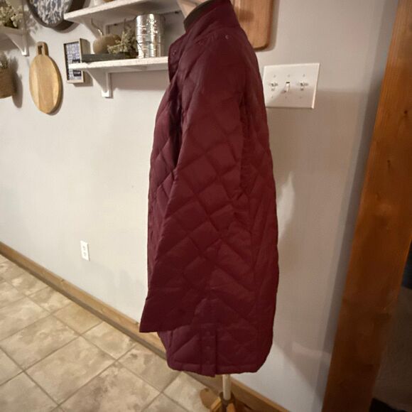 J Jill down filled quilted long puffer coat womens size XS burgandy winter warm - Picture 3 of 9